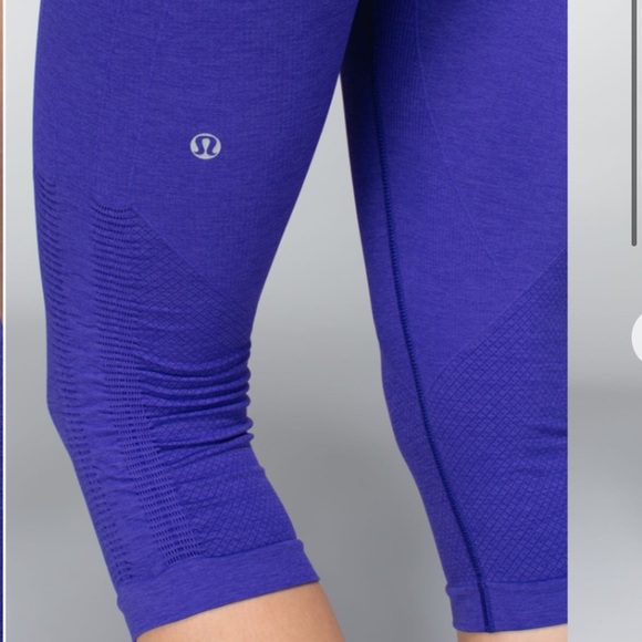 Lululemon In The Flow Crop II Heathered Bruised Berry seamless leggings purple - Picture 4 of 12